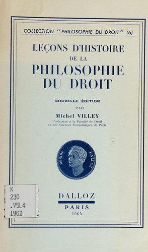 Cover for Leçons d'histoire de la philosophie du droit