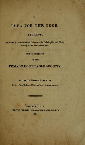 Cover for A plea for the poor