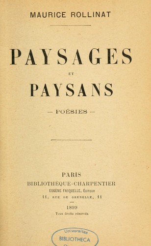 Cover for Paysages et paysans
