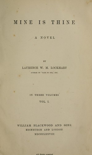 Cover for Mine is thine
