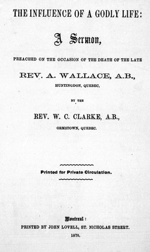 Cover for The influence of a godly life