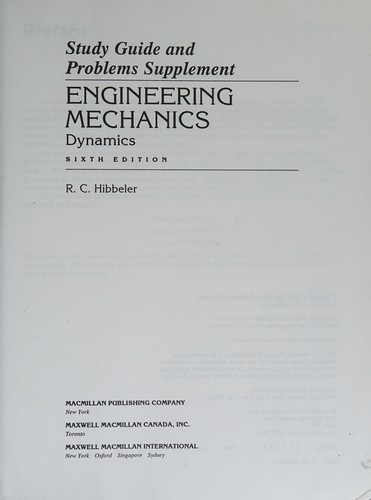 Cover for Study guide and problem supplement: Engineering mechanics 
