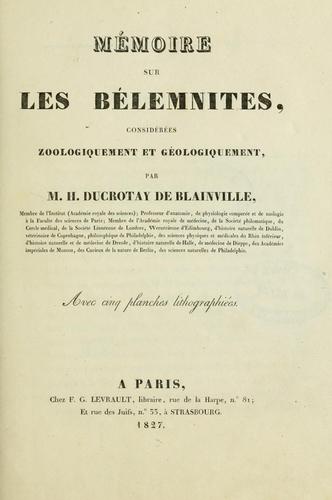 Cover for Mémoire sur les bélemnites, considérées zoologiquement et géologiquement.