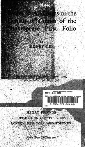 Cover for Notes & additions to the census of copies of the Shakespeare first folio