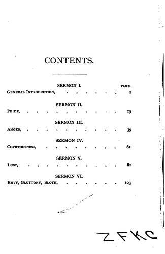 Cover for The Seven Deadly Sins: Sermons Preached in Trinity Chapel, New York, During Lent, 1888
