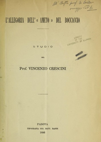 Cover for L'allegoria dell'ameto del Boccaccio