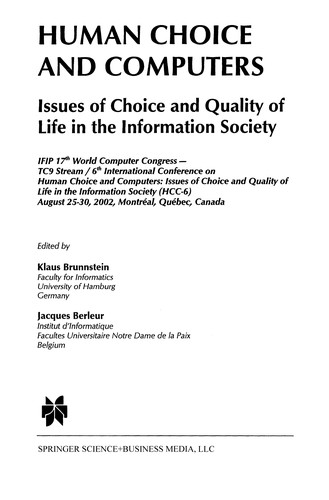 Cover for Human Choice and Computers