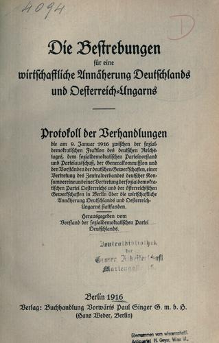 Cover for Die Bestrebungen für eine wirtschaftliche Annäherung Deutschlands und Oesterreich-Ungarns