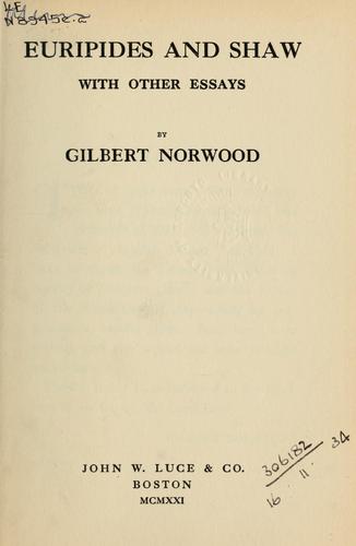 Cover for Euripides and Shaw with other essays