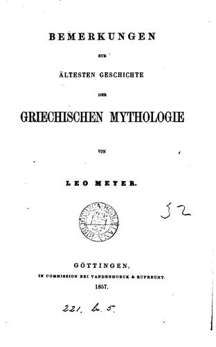 Cover for Bemerkungen zur ältesten Geschichte der griechischen Mythologie