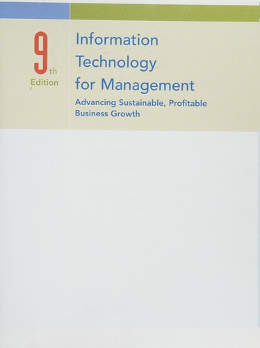 Cover for Information technology for management