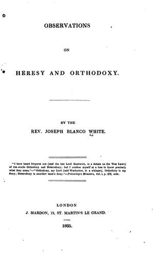 Cover for Observations on Heresy and Orthodoxy