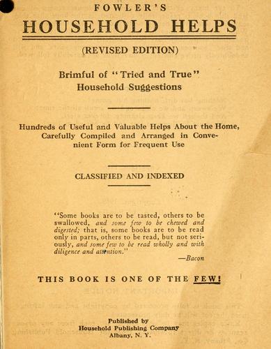 Cover for Fowler's household helps.
