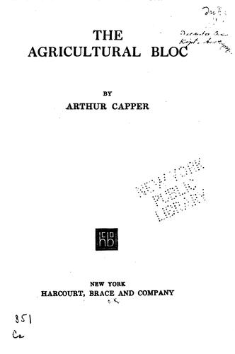 Cover for The agricultural bloc