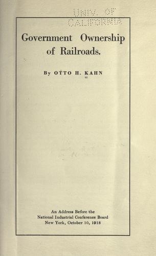 Cover for Government ownership of railroads