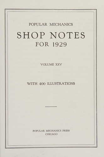 Cover for Popular mechanics shop notes for 1929