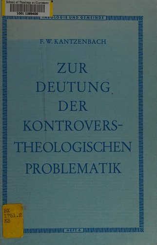 Cover for Zur Deutung der kontroverstheologischen Problematik