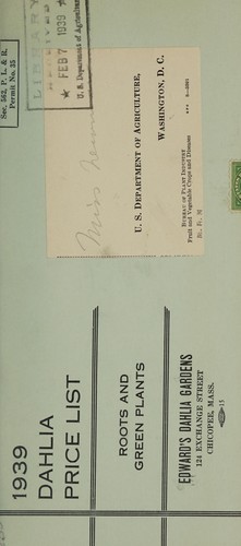 Cover for 1939 Dahlia price list