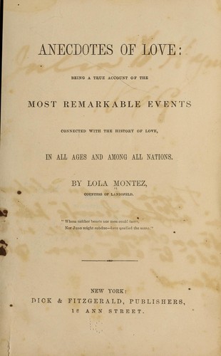 Cover for Anecdotes of love