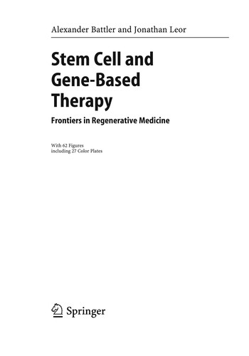 Cover for Stem cell and gene-based therapy