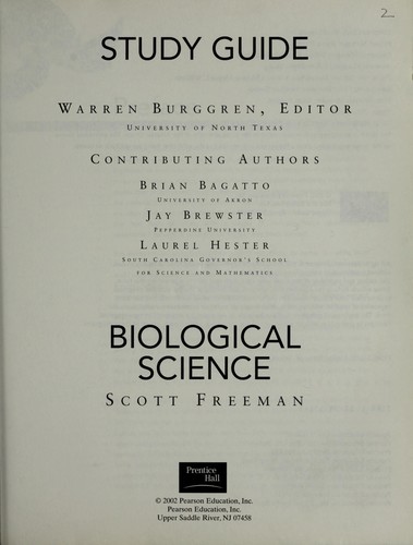 Cover for Study guide [for] Biological Science, Scott Freeman