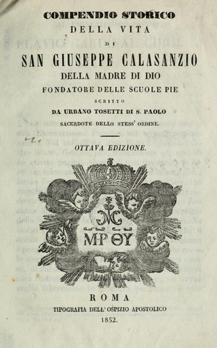 Cover for Compendio storico della vita di San Giuseppe Calasanzio, della madre di dio
