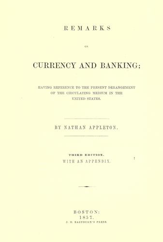 Cover for Remarks on currency and banking