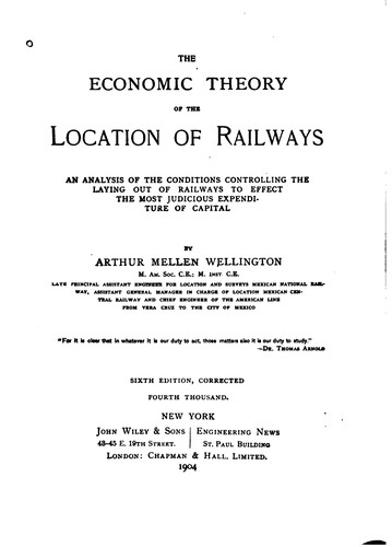 Cover for The Economic Theory of the Location of Railways: An Analysis of the ...