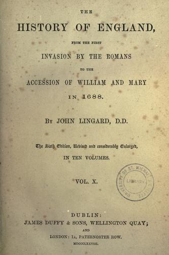 Cover for history of England, from the first invasion by the Romans to the accession of William and Mary in 1688.
