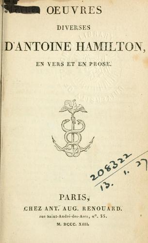 Cover for Oeuvres diverses d'Antoine Hamilton, en vers et en prose.