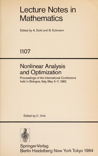 Cover for Nonlinear analysis and optimization
