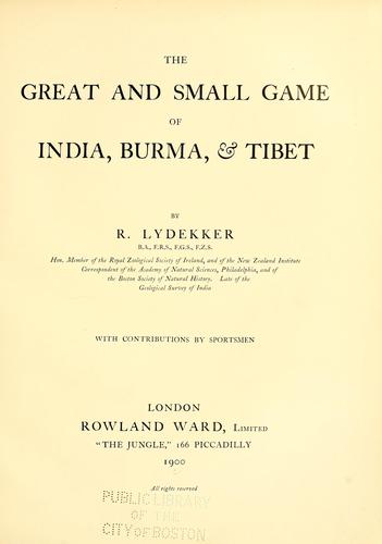 Cover for The great and small game of India, Burma, & Tibet