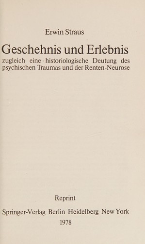 Cover for Geschehnis und Erlebnis