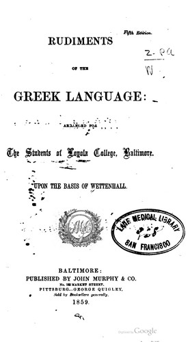 Cover for Rudiments Of The Greek Language