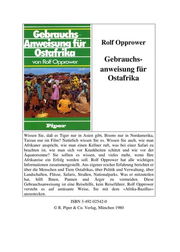 Cover for Gebrauchsanweisung für Ostafrika