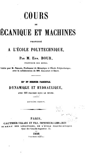 Cover for Cours de mécanique et machines professé à l'école polytechnique