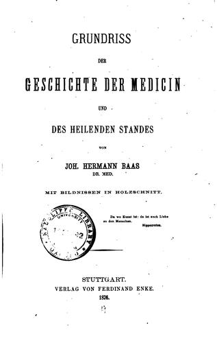Cover for Grundriss der Geschichte der Medecin und des Heilenden Standes