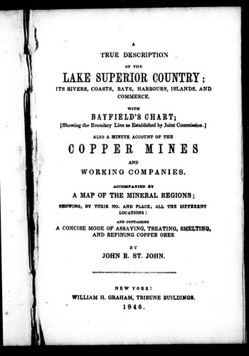 Cover for A true description of the Lake Superior country