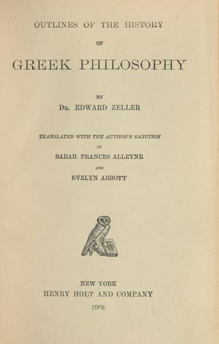 Cover for Outlines of the history of Greek philosophy