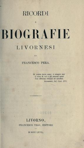 Cover for Ricordi e biografie Livornesi.