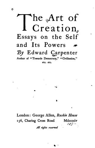 Cover for The art of creation