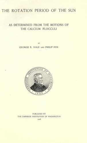 Cover for The rotation period of the sun as determined from the motion of the calcium flocculi