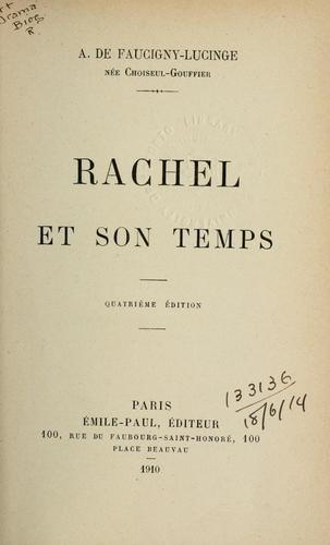 Cover for Rachel et son temps.