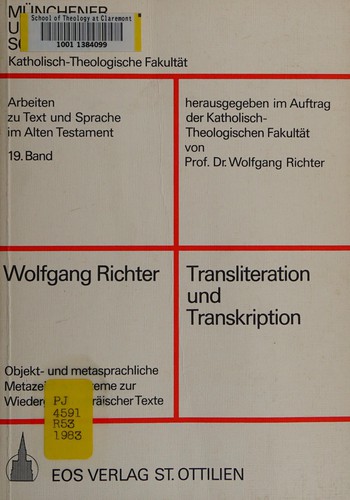 Cover for Transliteration und Transkription