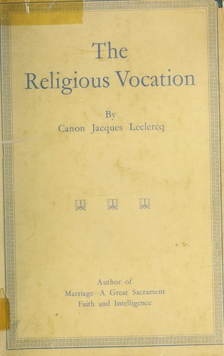 Cover for The religious vocation