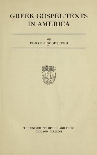 Cover for Greek gospel texts in America