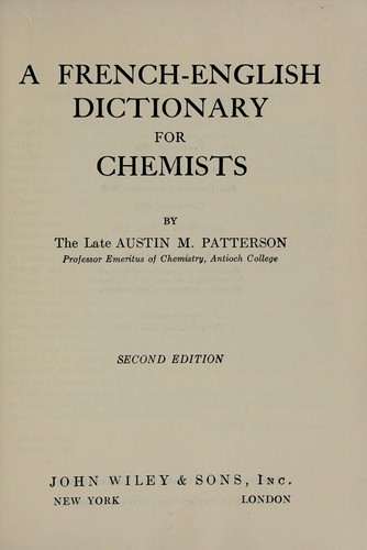 Cover for A French-English dictionary for chemists