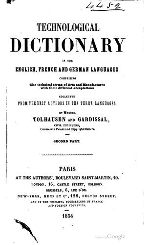Cover for Dictionnaire technologique ...