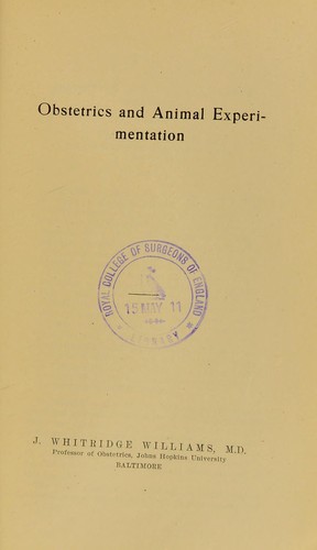 Cover for Obstetrics and animal experimentation