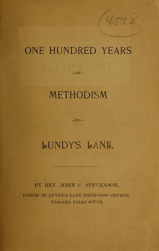 Cover for One hundred years of Methodism in Lundy's Lane